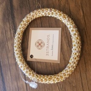 3Strands Beaded Bracelet, Gold, NWT